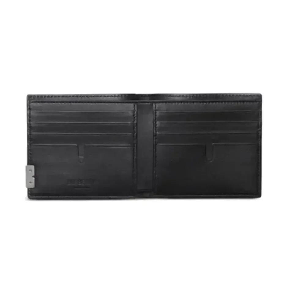 Burberry Men's Black Hipfold Granny Leatherv B-cut Bi-fold Wallet One Size